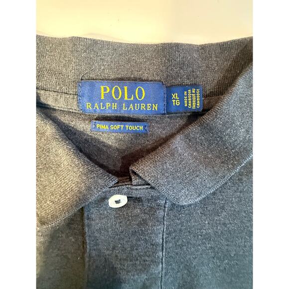 Polo Ralph Lauren Charcoal Gray Pima Soft Touch Polo Shirt XL Classic Fit - Picture 2 of 8